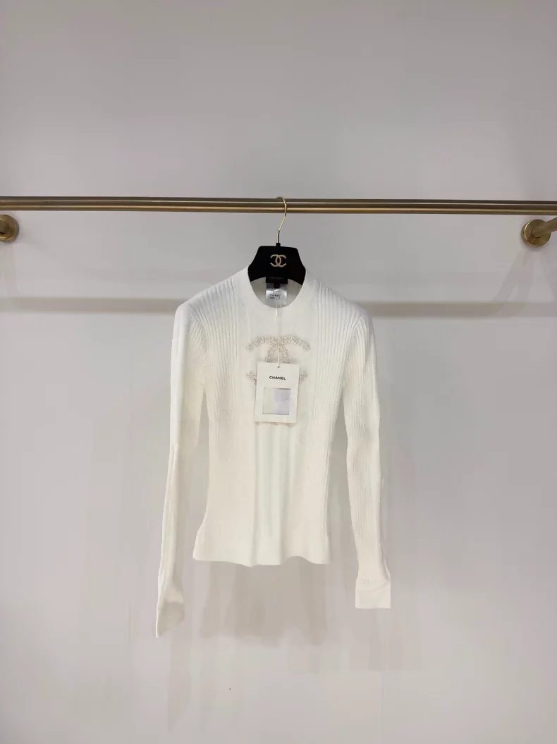 Chanel 22B Double C Pearl Knit Top