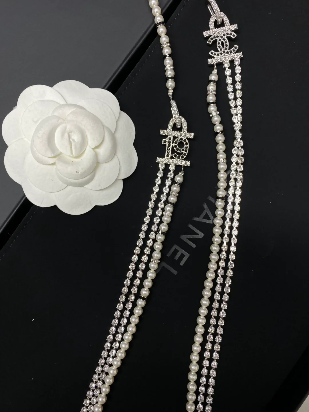Chanel 22B pearl full diamond multi-layered pendant waist chain necklace - Image 3