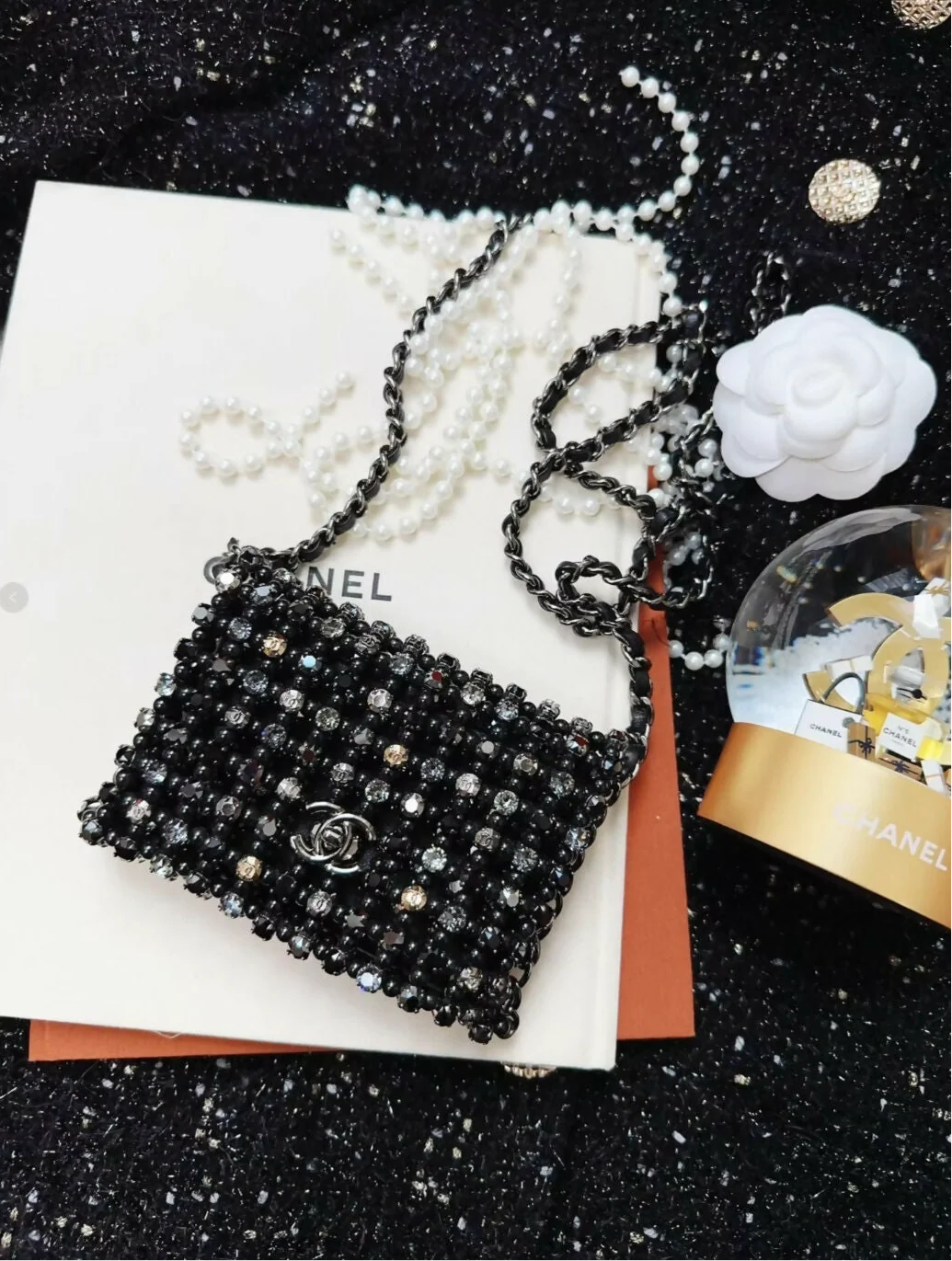 Chanel 22c Black Strass Pearl Mini Evening Bag - Image 2