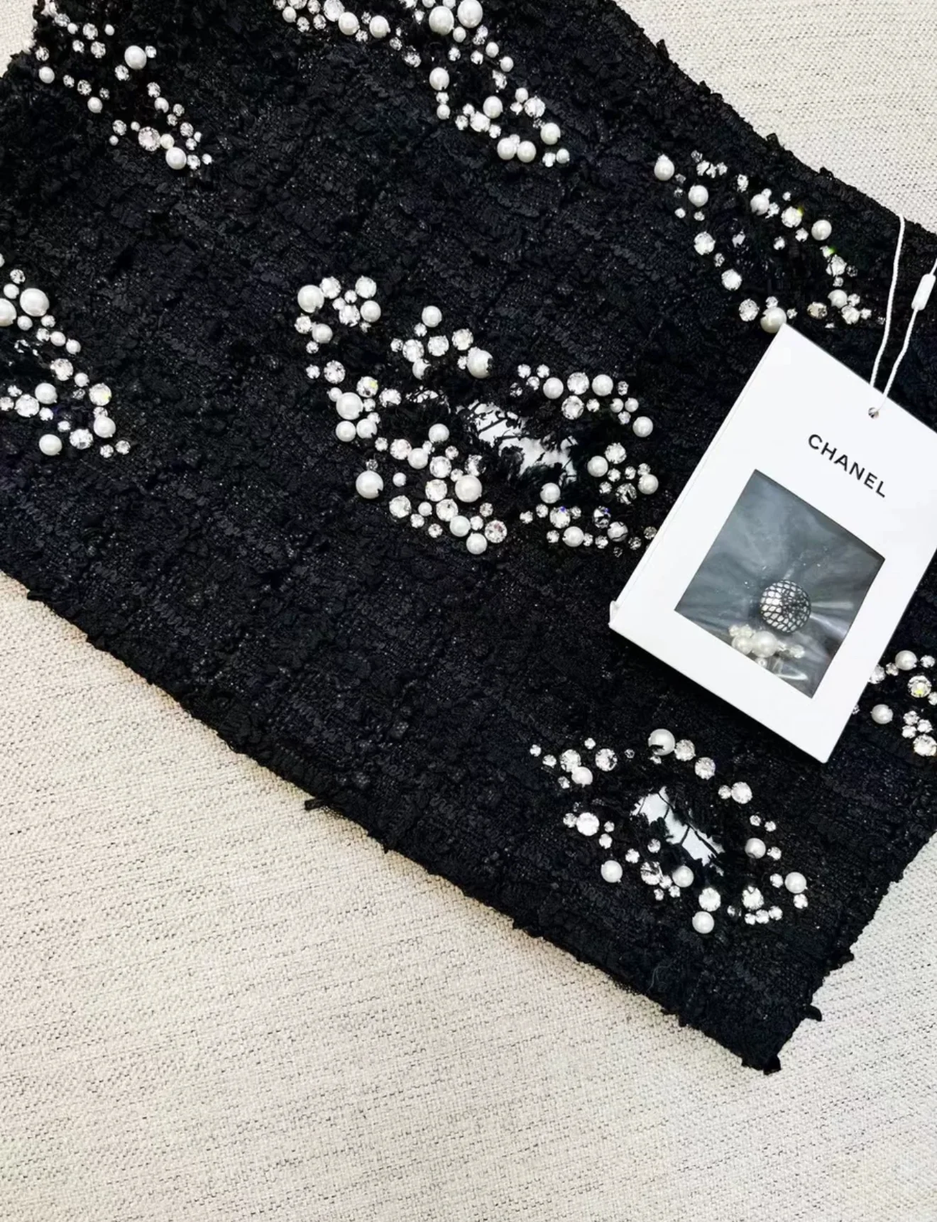 Chanel 22C Black Tweed Crop Top - Image 2