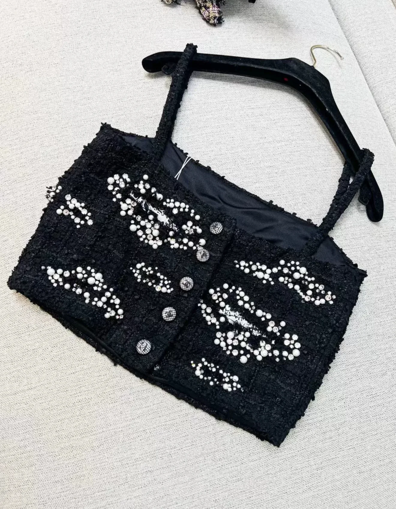Chanel 22C Black Tweed Crop Top - Image 3