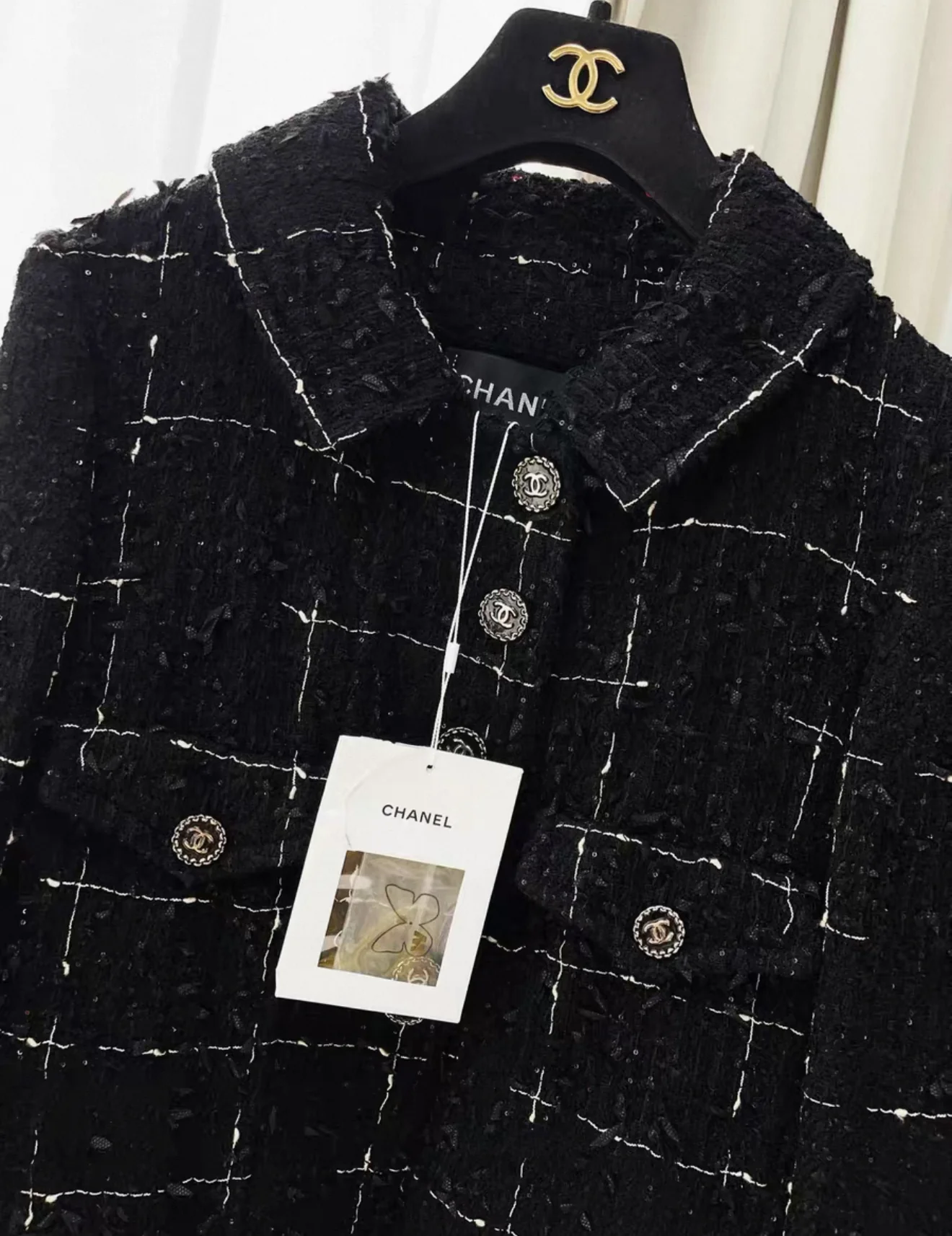 Chanel 22C black tweed jacket - size 36 - Image 2