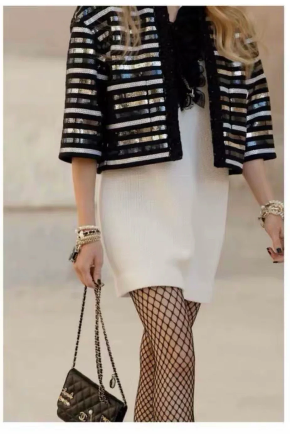 Chanel 22C Black voile collar white dress size 36 - Image 7