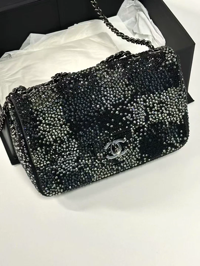 Chanel 22C black & silver full rhinestones Mini CF Shoulder Bag - Image 2