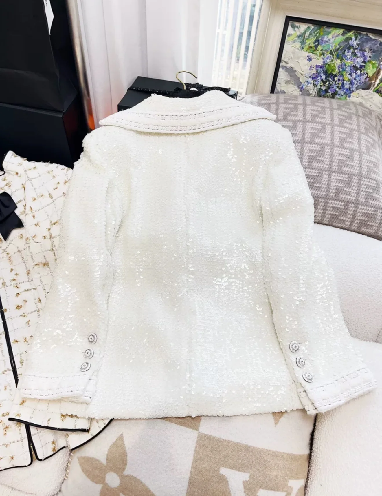 Chanel 22C Ecru & White Jacket - Image 5