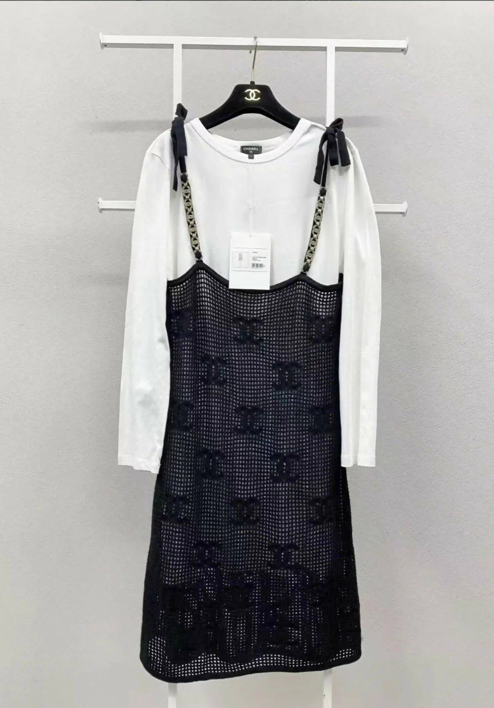 Chanel 22C white & black two-piece dress