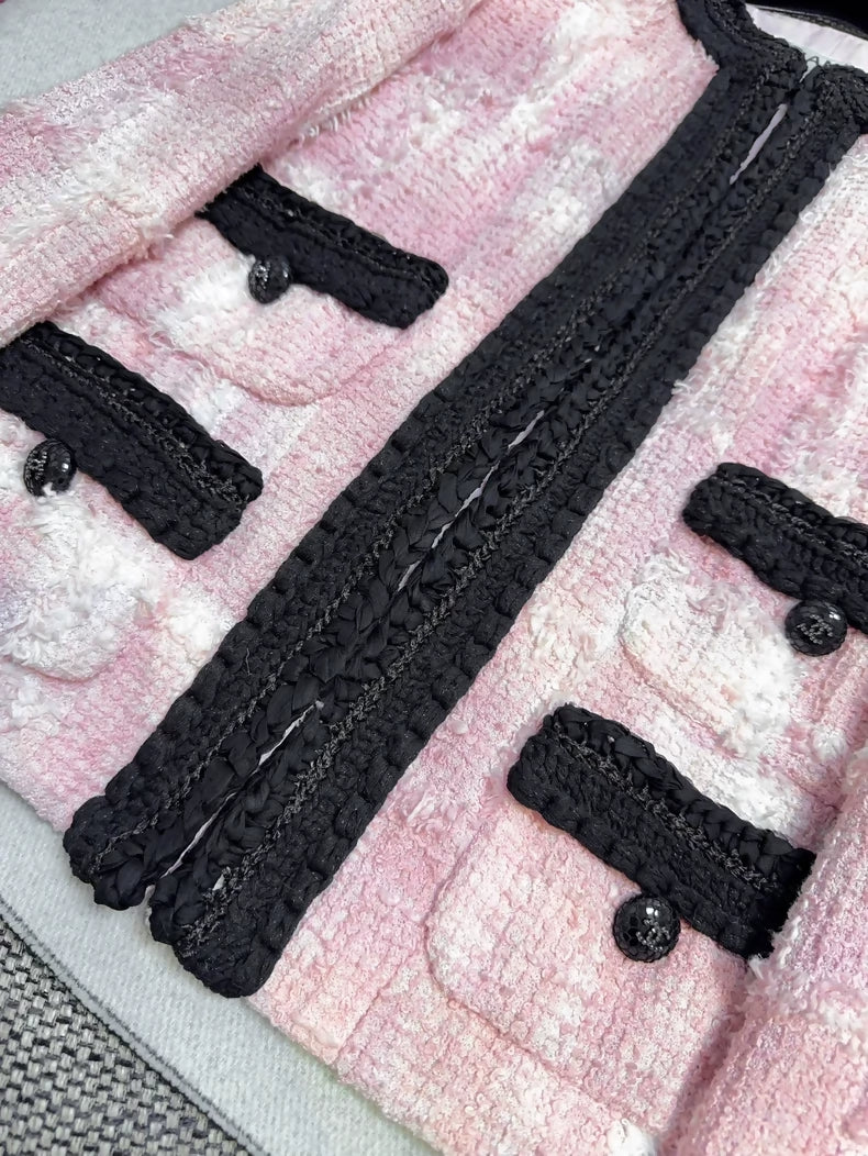 Chanel 22C pink & black tweed jacket - Image 3
