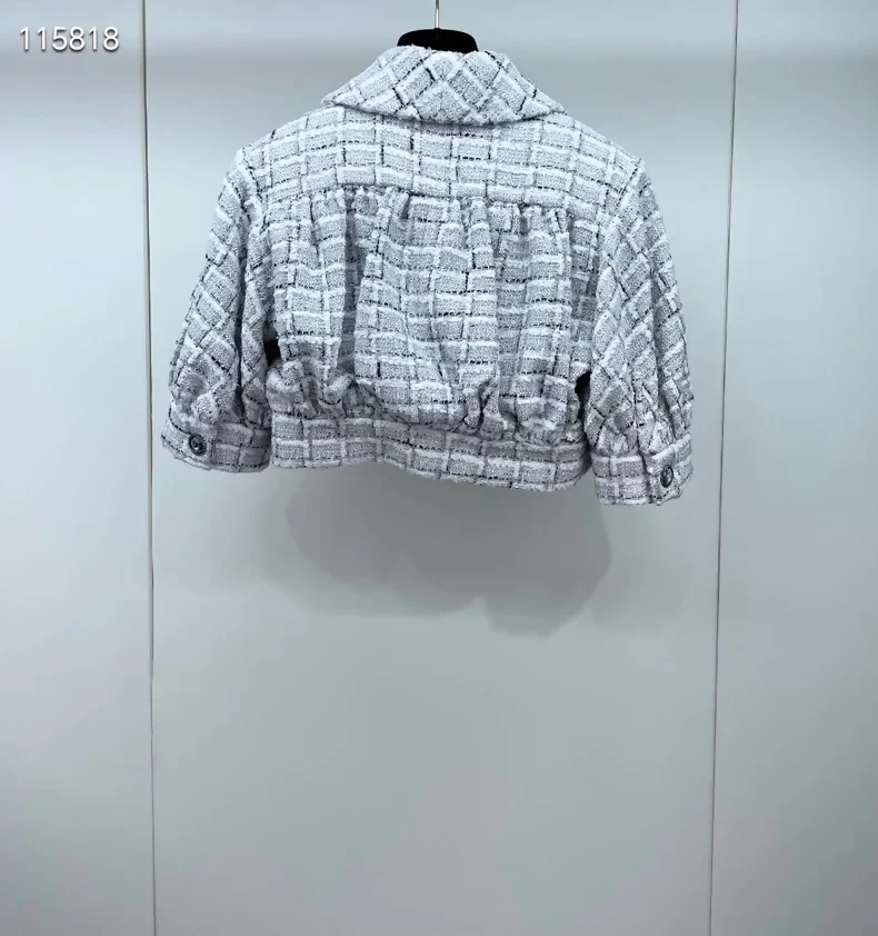 Chanel 22C black/white Check Cropped Jacket - Image 2