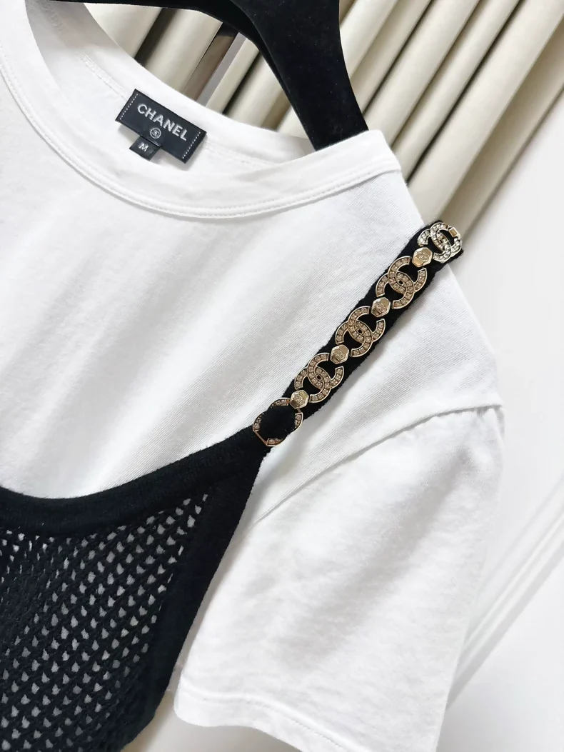 Chanel 22c Double C tank top with rhinestone chain - Image 2