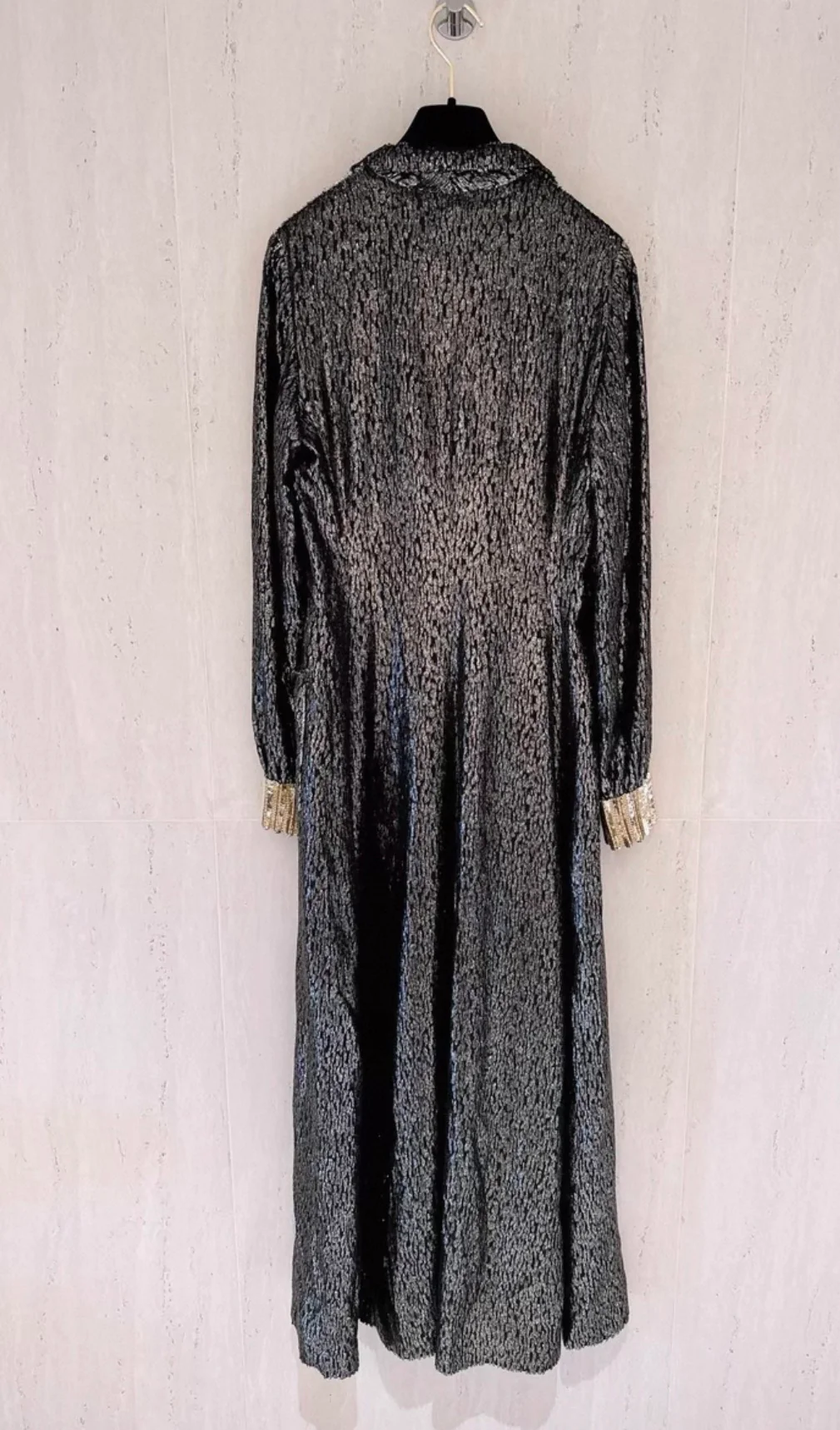 Chanel 22K Black and Gold Silk Maxi Dress - Image 3