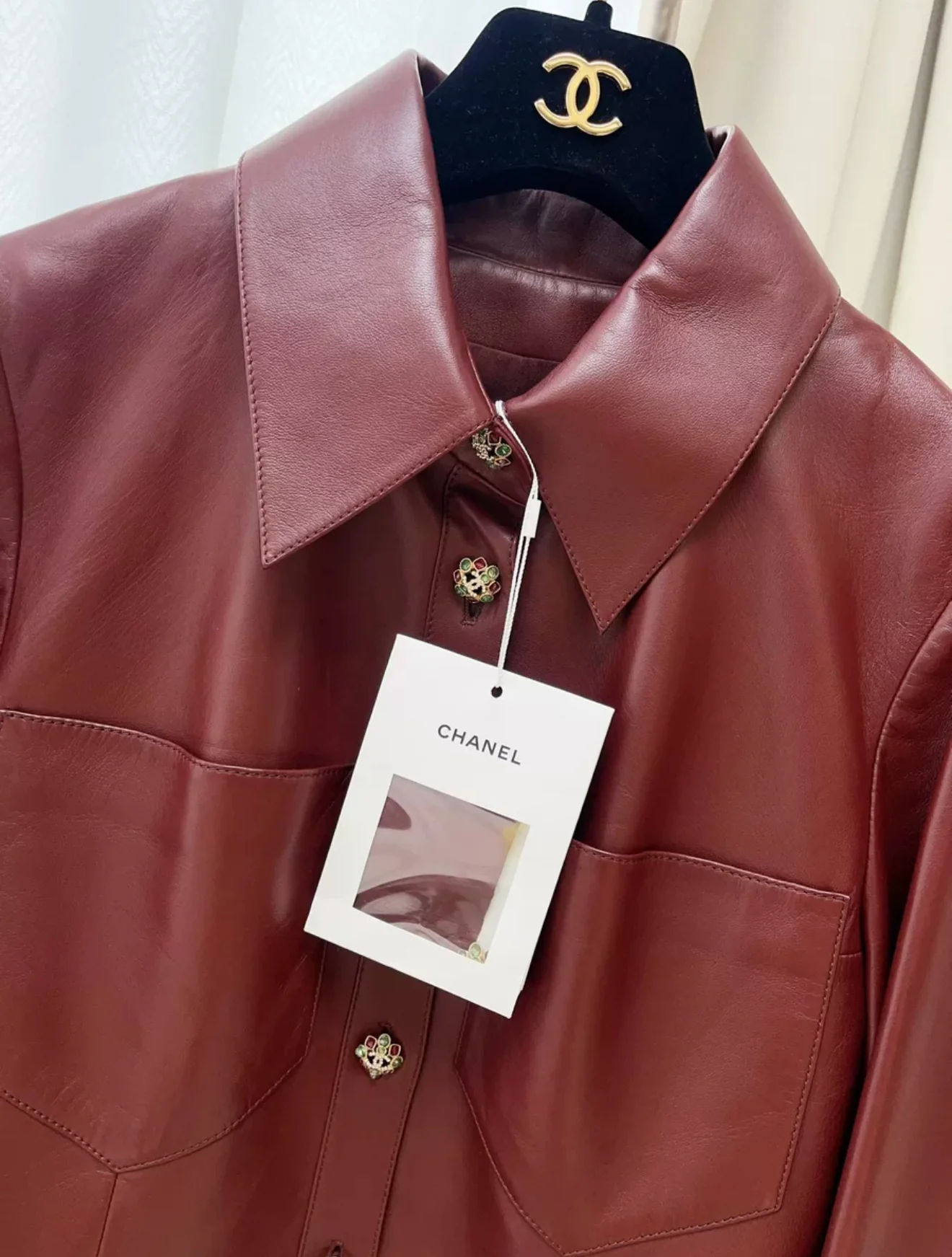Chanel 22K Burgundy Leather Jacket - Image 2