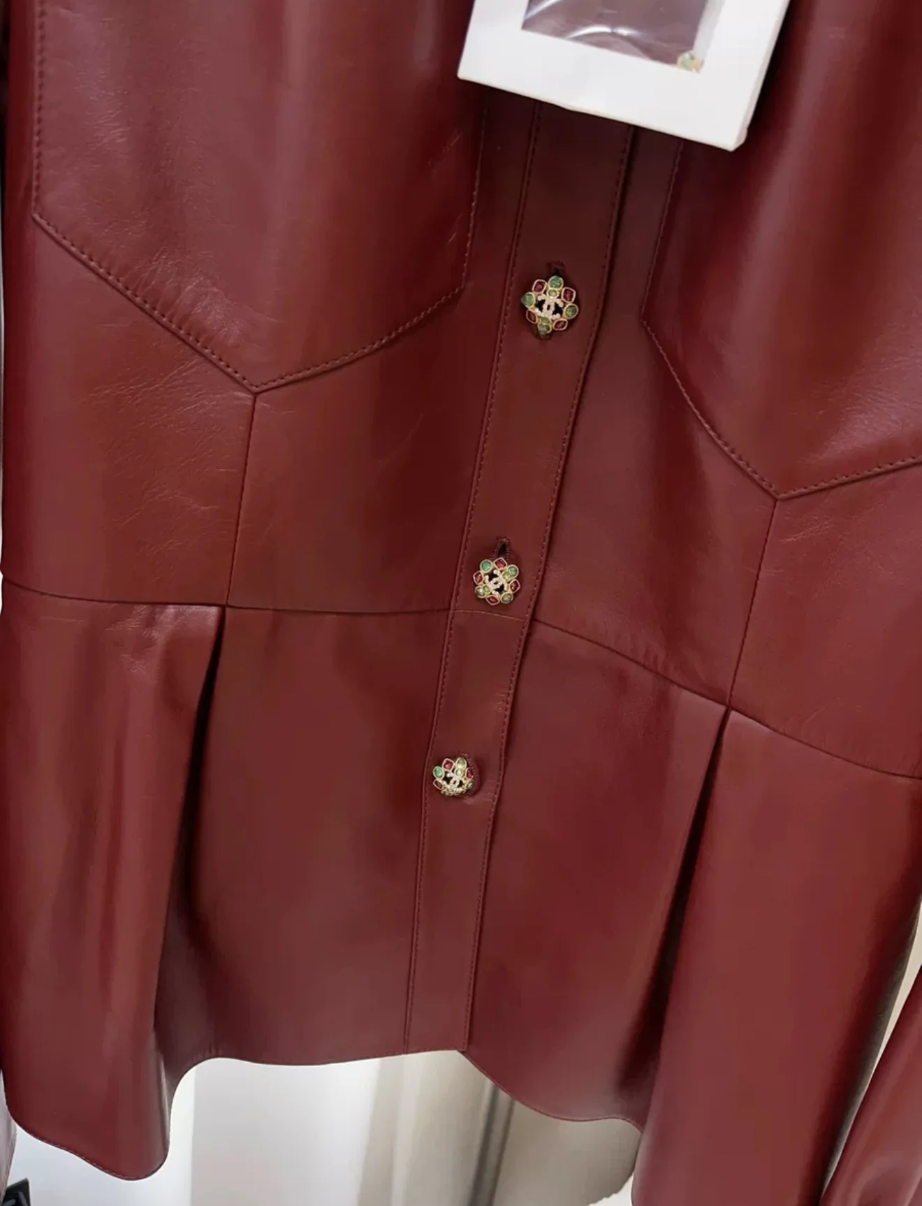 Chanel 22K Burgundy Leather Jacket - Image 6