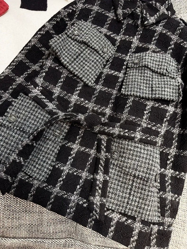 Chanel 22K black and gray plaid jacket - Image 2