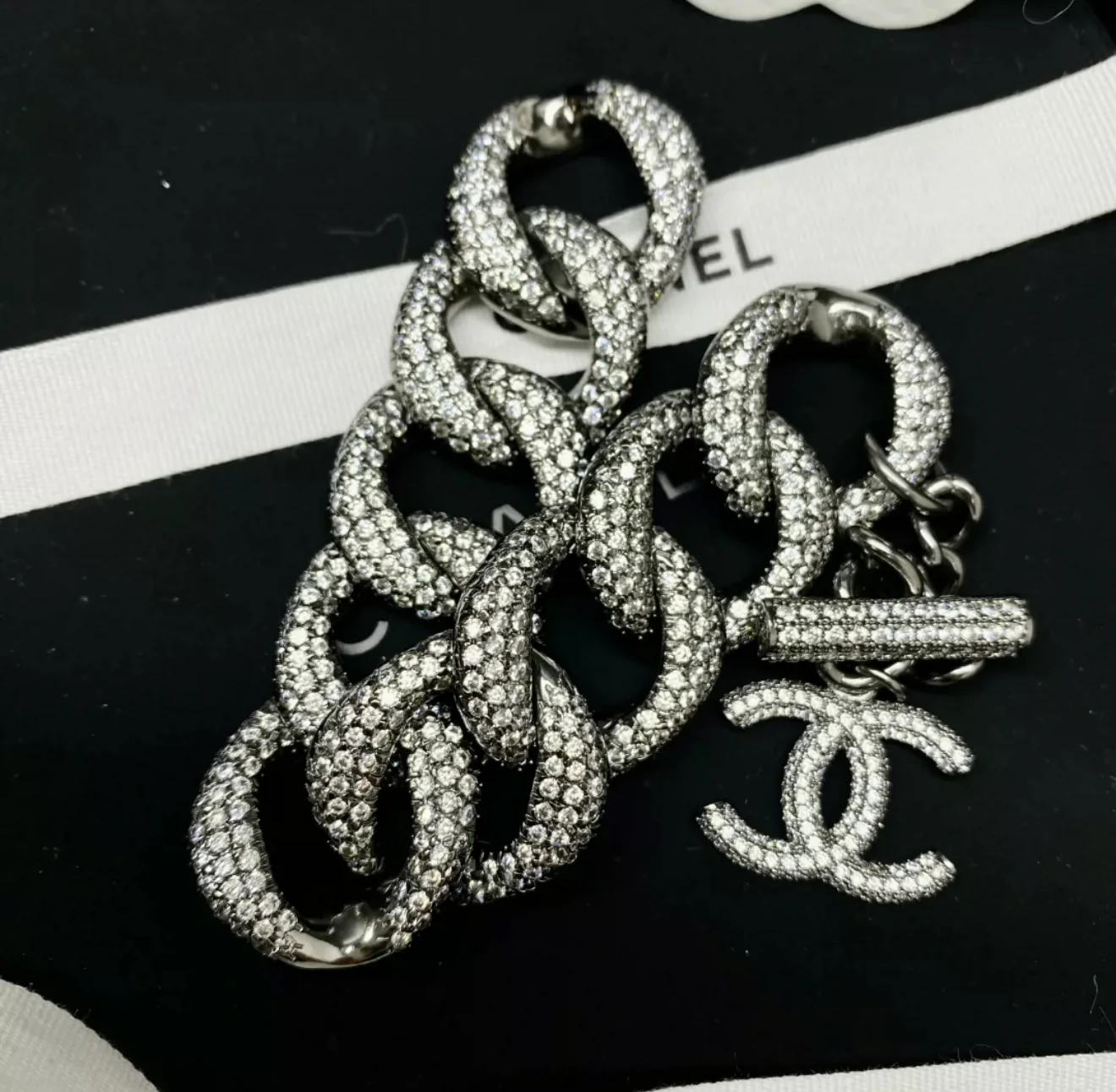 Chanel 22P full diamond double C chain bracelet - Image 2