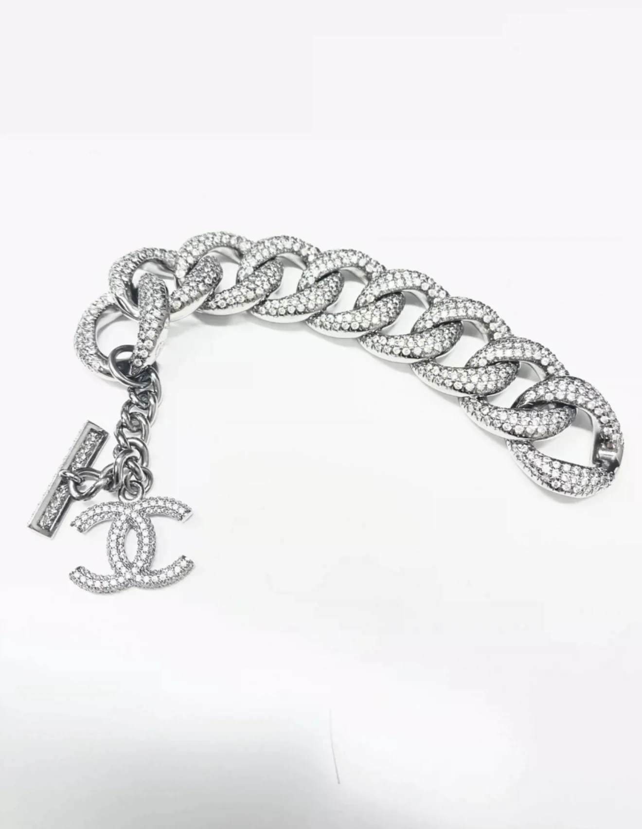 Chanel 22P full diamond double C chain bracelet - Image 8