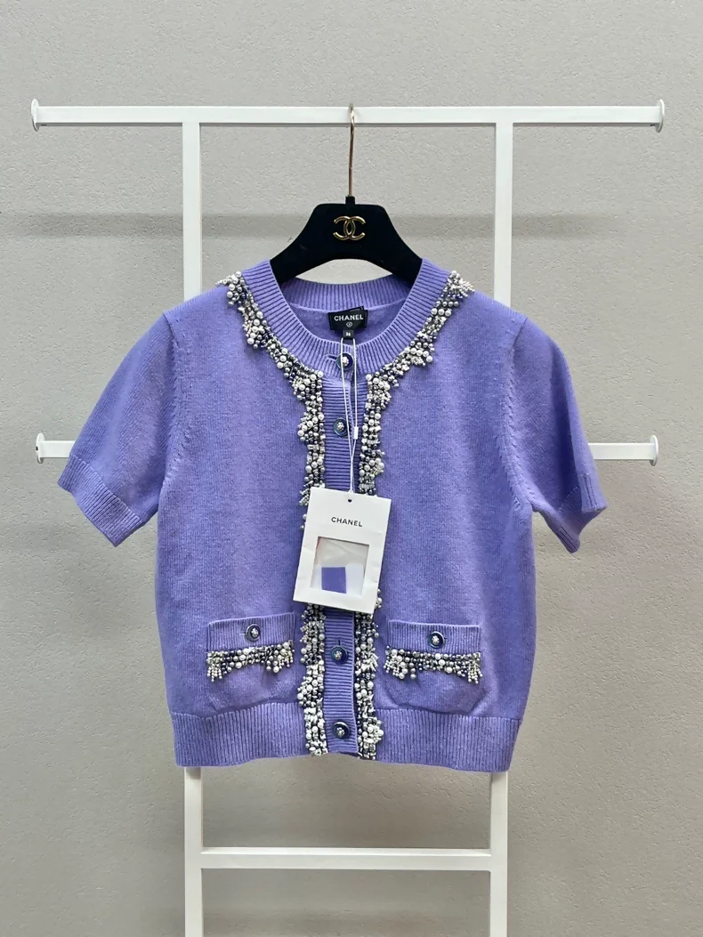 Chanel 22P purple knitted top