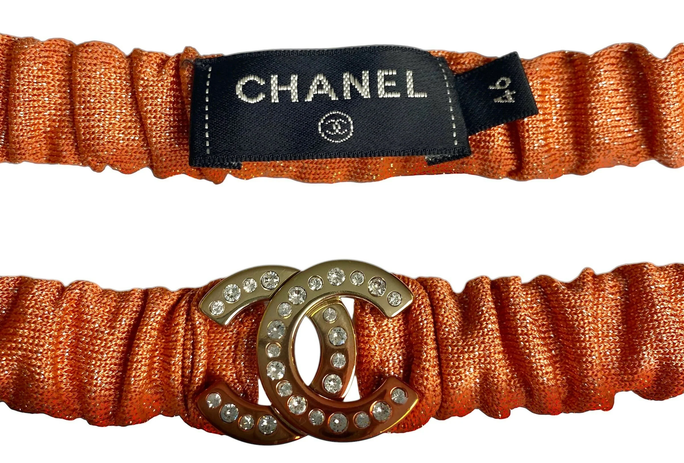 CHANEL 22P PINK CORAL ORANGE RIBBED METALLIC LUREX COLLARED MAXI DRESS FR 46 - Image 8