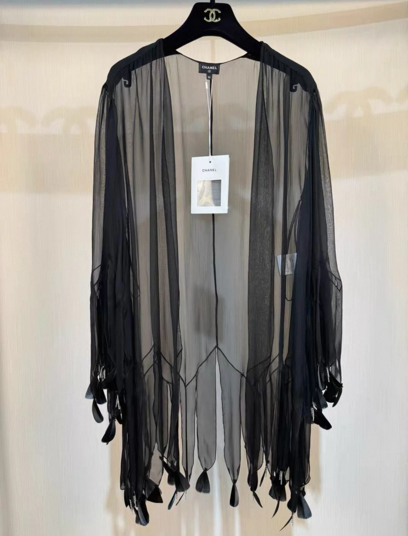 Chanel 22S Black silk Muslin Cape