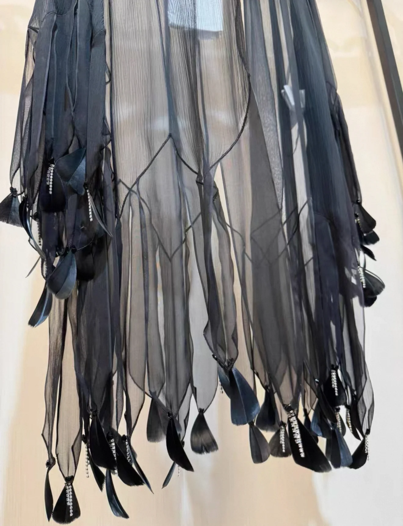 Chanel 22S Black silk Muslin Cape - Image 2