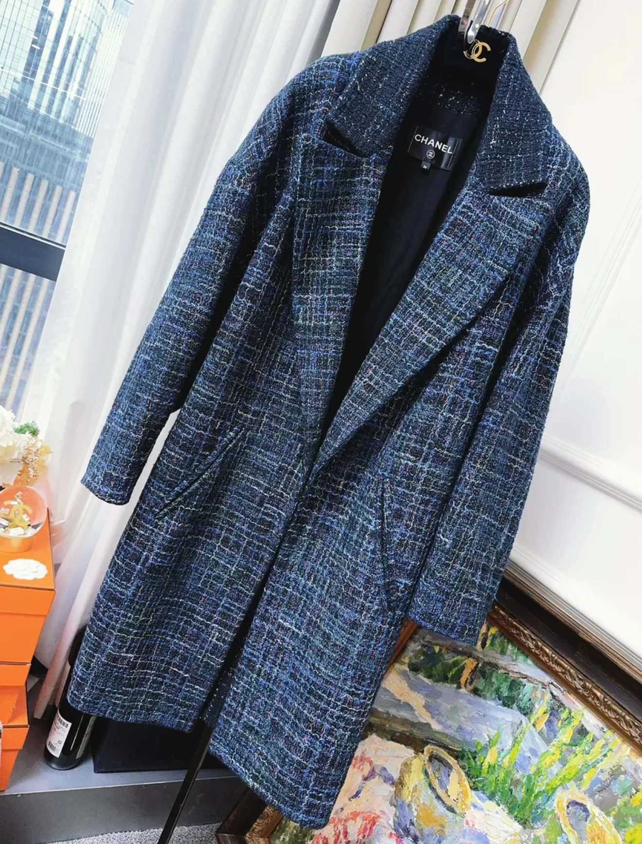Chanel 22S Blue tweed Coat