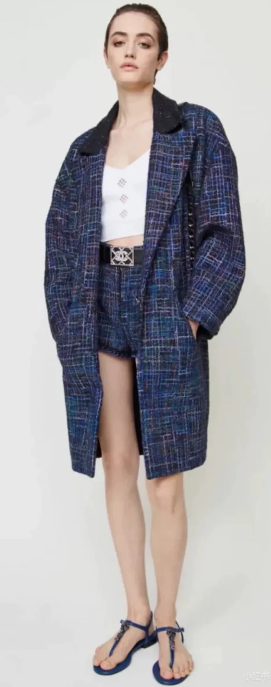 Chanel 22S Blue tweed Coat - Image 4