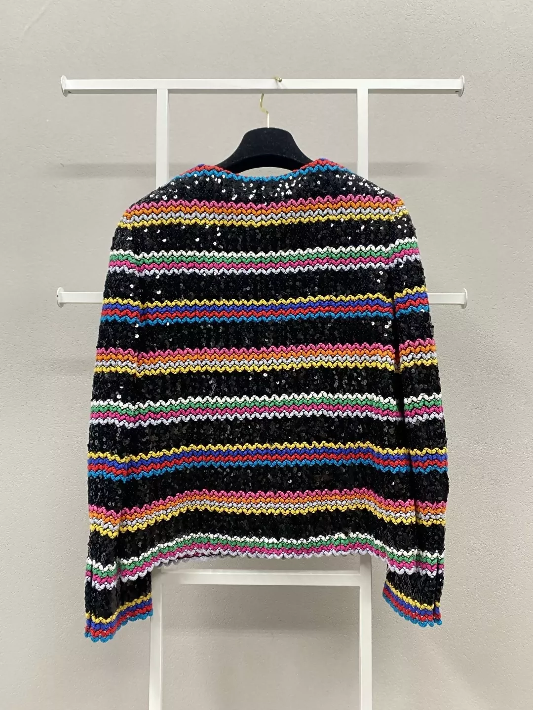 Chanel 22S colorful striped woven sequined jacket - Image 2