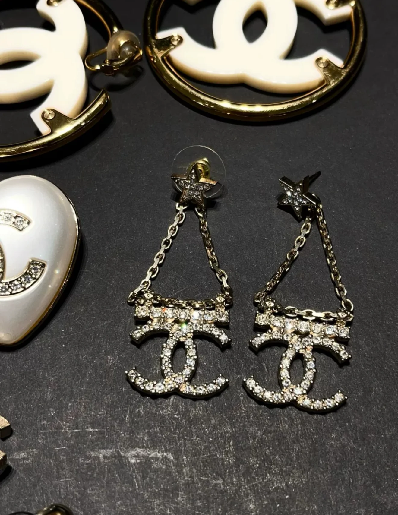 Chanel 22S Double CC Rhinestone Star Earrings - Image 2