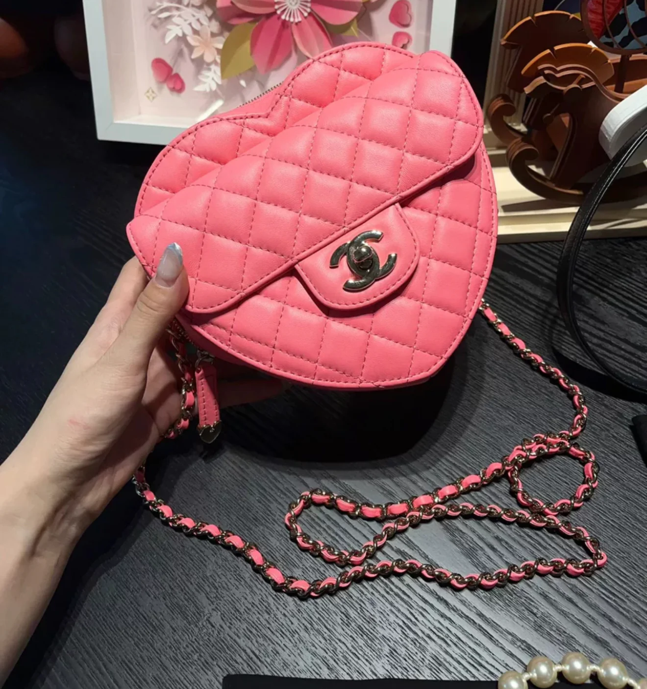Chanel 22S Pink Heart Bag Large