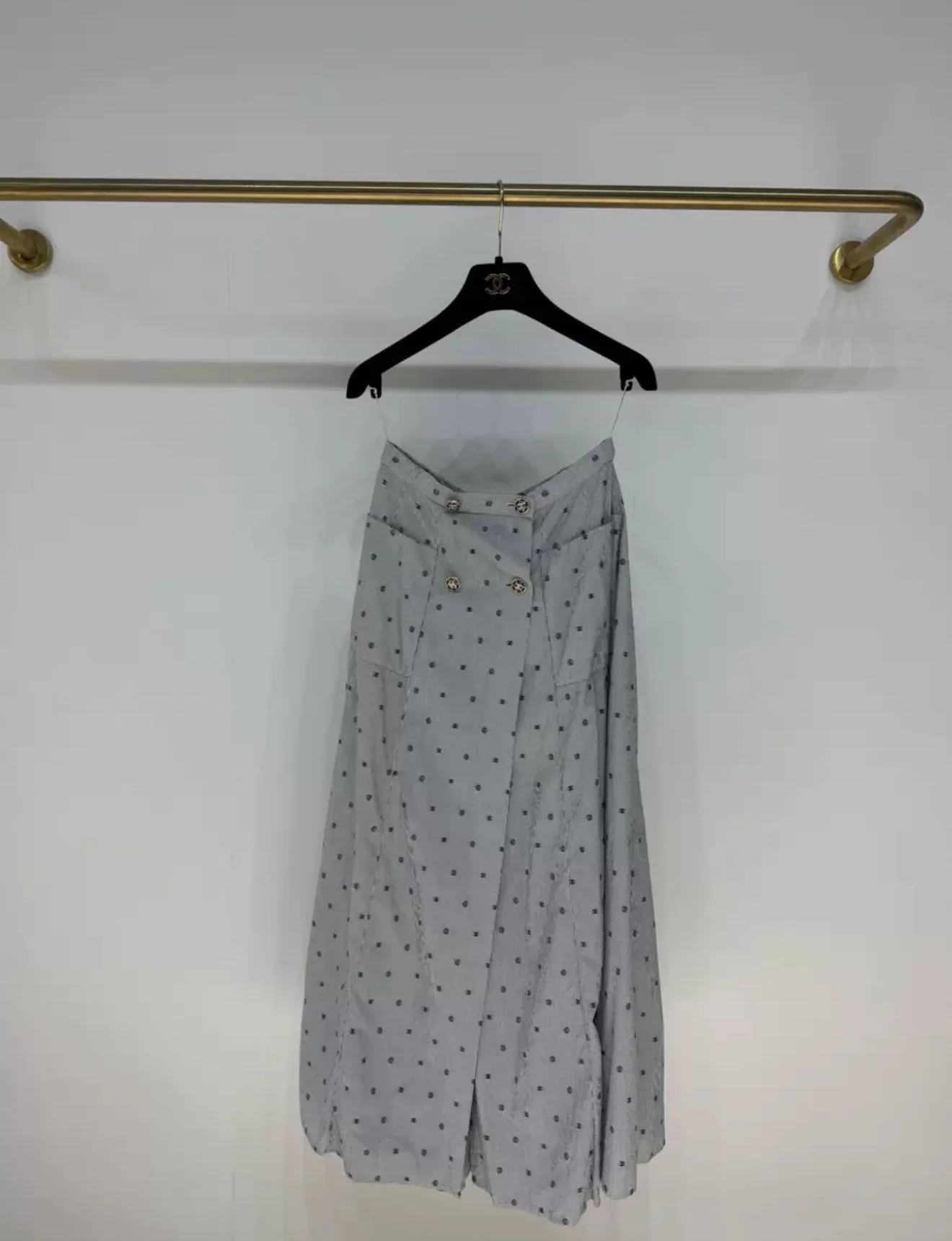 Chanel 22S polka dot striped skirt