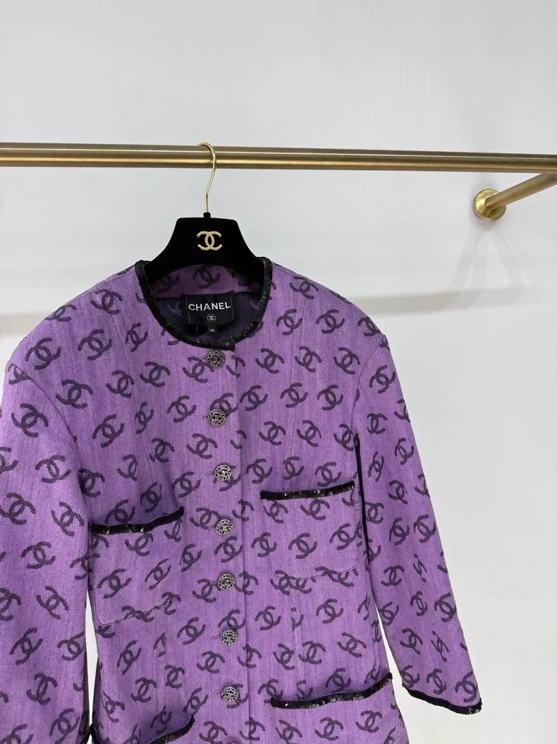 Chanel 22S purple denim cc jacket - Image 2