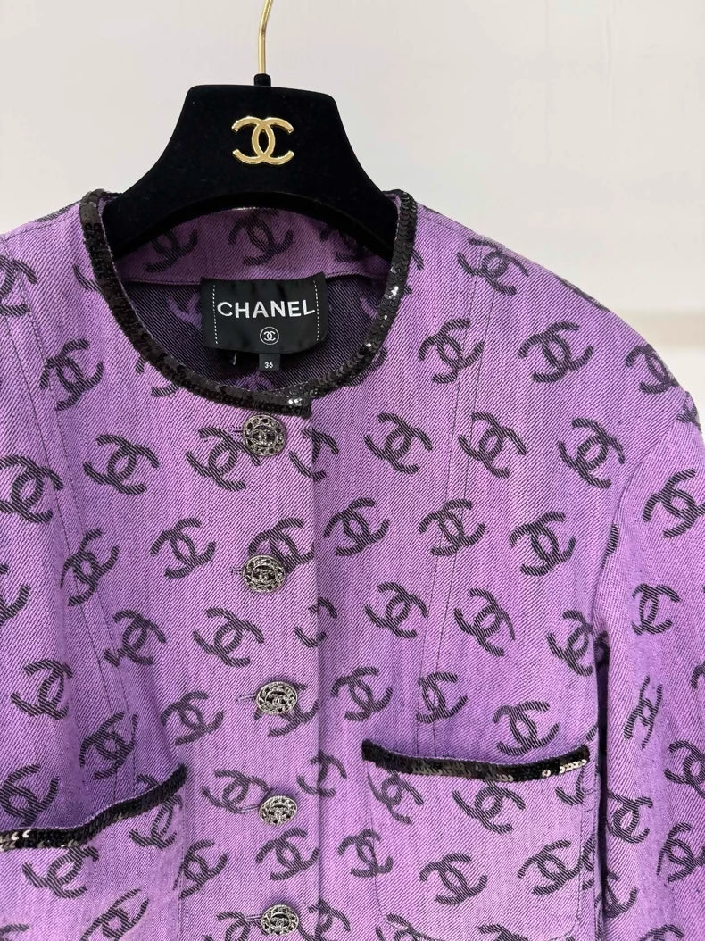Chanel 22S purple denim cc jacket - Image 3