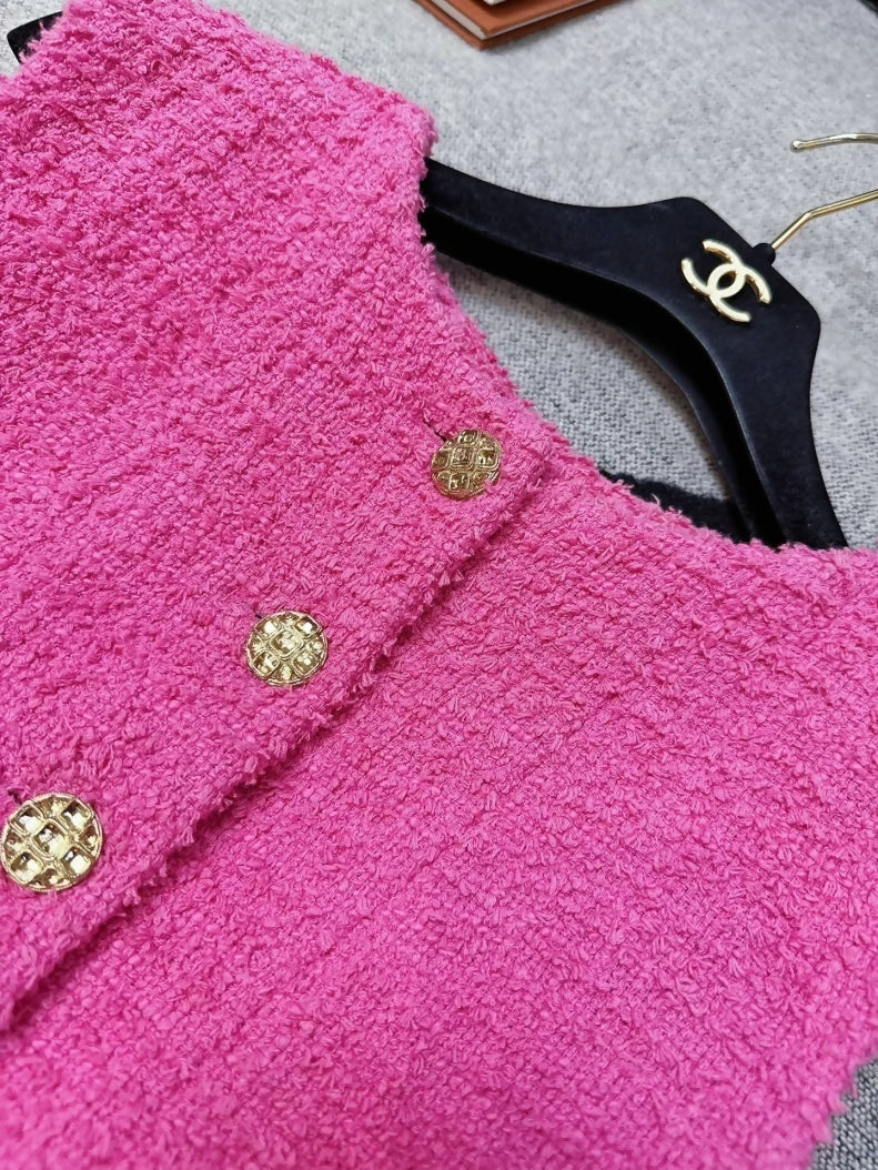 Chanel 22S rose pink tweed vest - Image 3