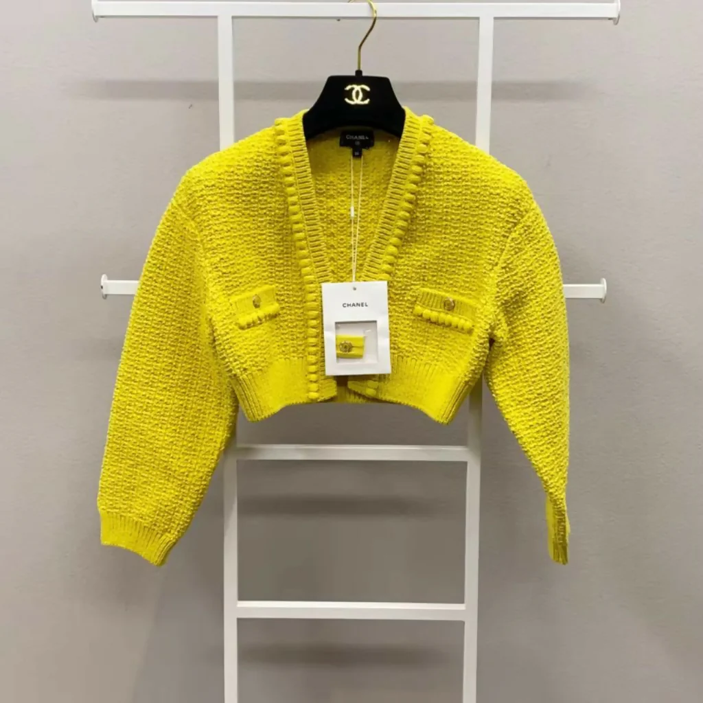 Chanel 22S Yellow Short Knitted Cardigan