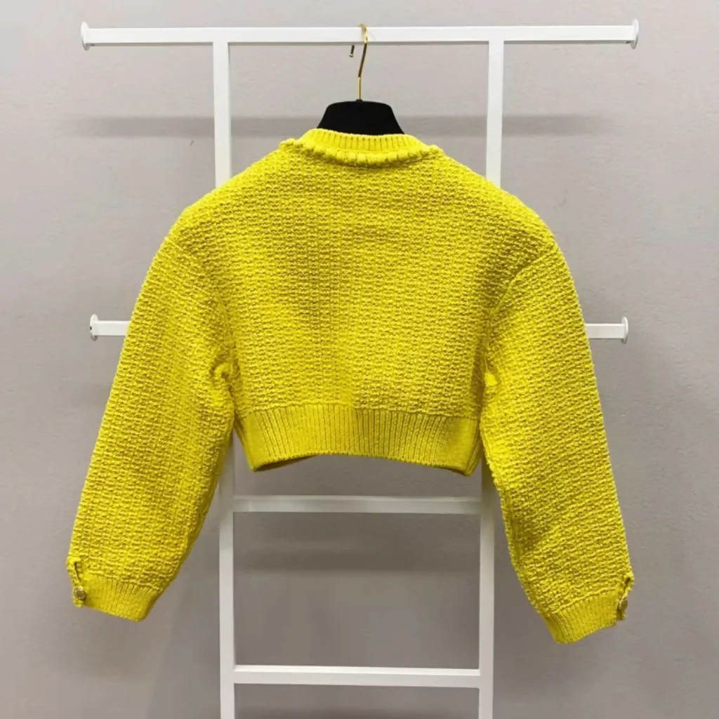 Chanel 22S Yellow Short Knitted Cardigan - Image 2