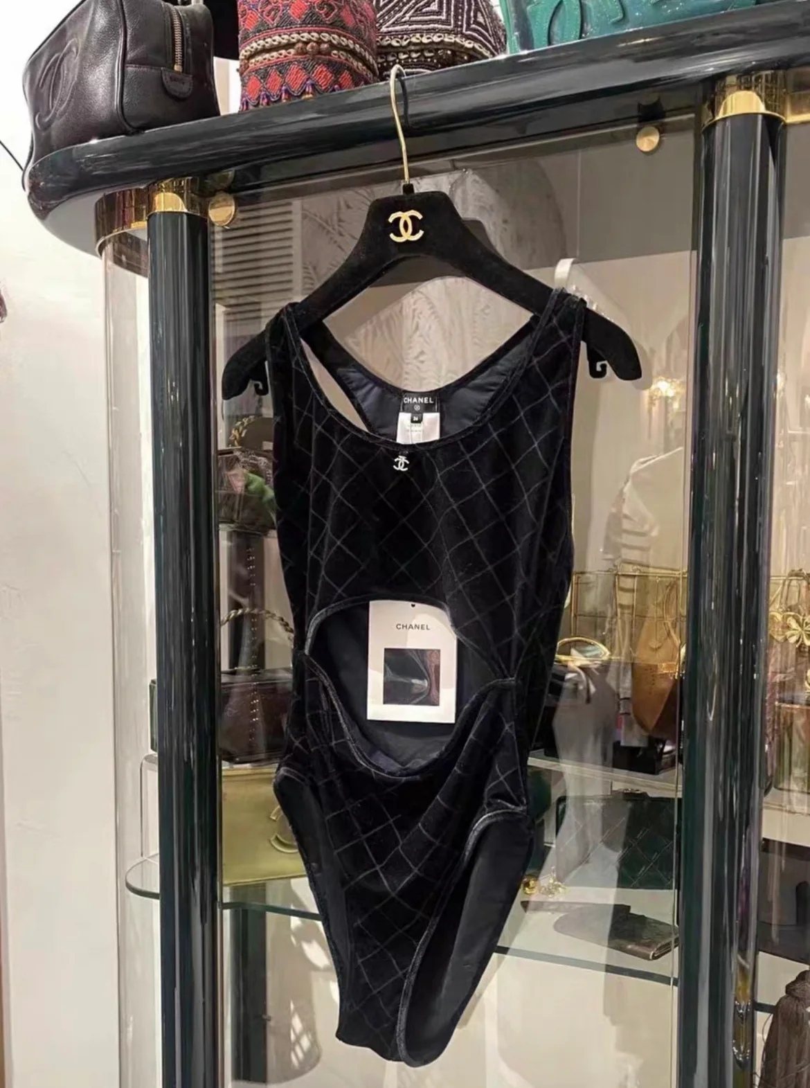 Chanel 23 Coco beach black velvet one-piece swimsuit size 36 - Image 2