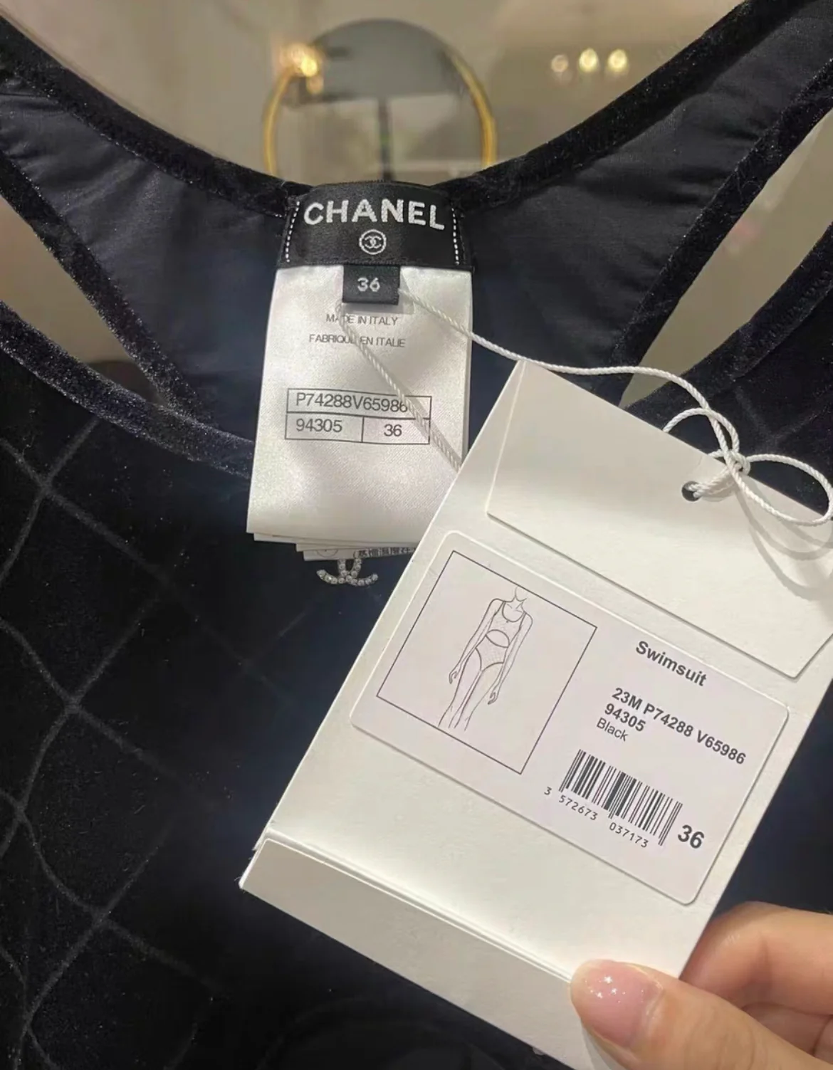 Chanel 23 Coco beach black velvet one-piece swimsuit size 36 - Image 4