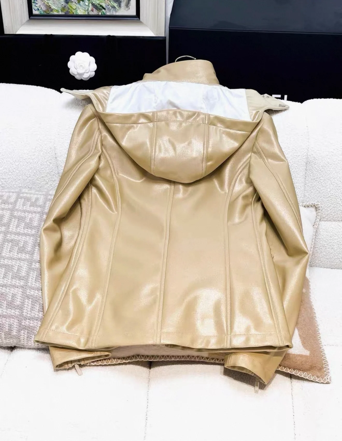 Chanel 23 iridescent champagne gold hooded down jacket - Image 4
