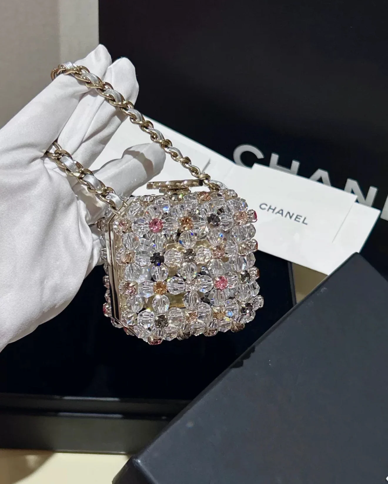 Chanel 23 Rainbow Strass Micro Mini CC Evening Bag
