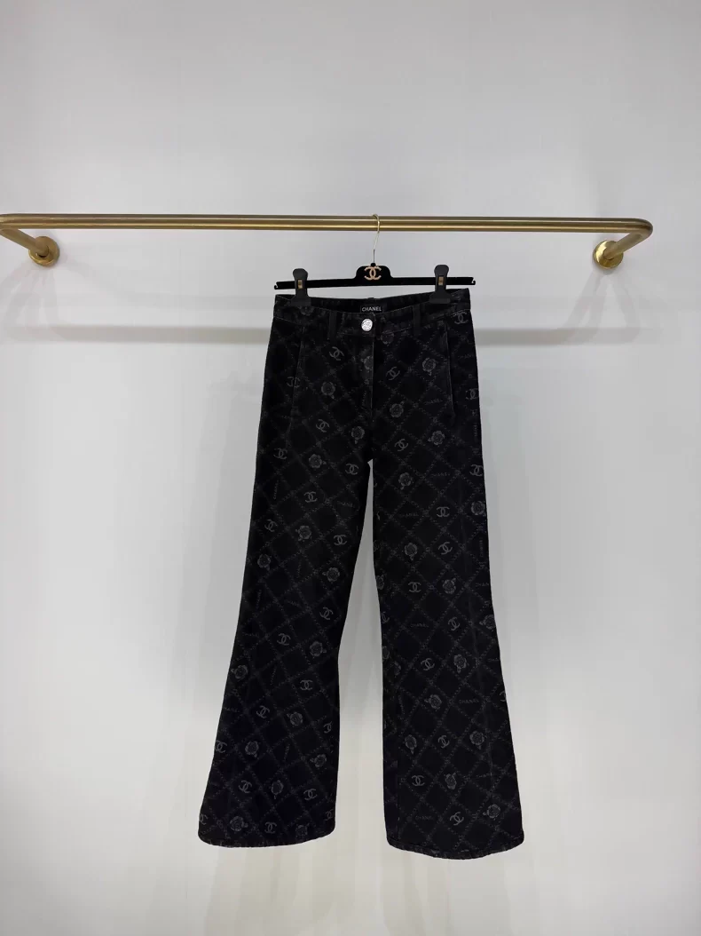Chanel 23A Black Camellia Jeans