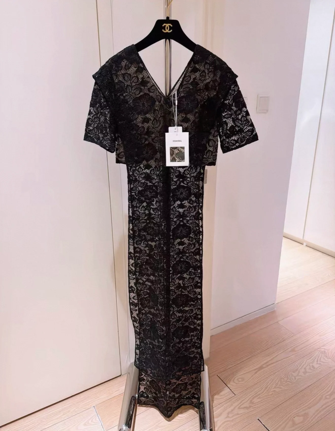Chanel 23A Black Lace Cover-Up Dress - Image 2