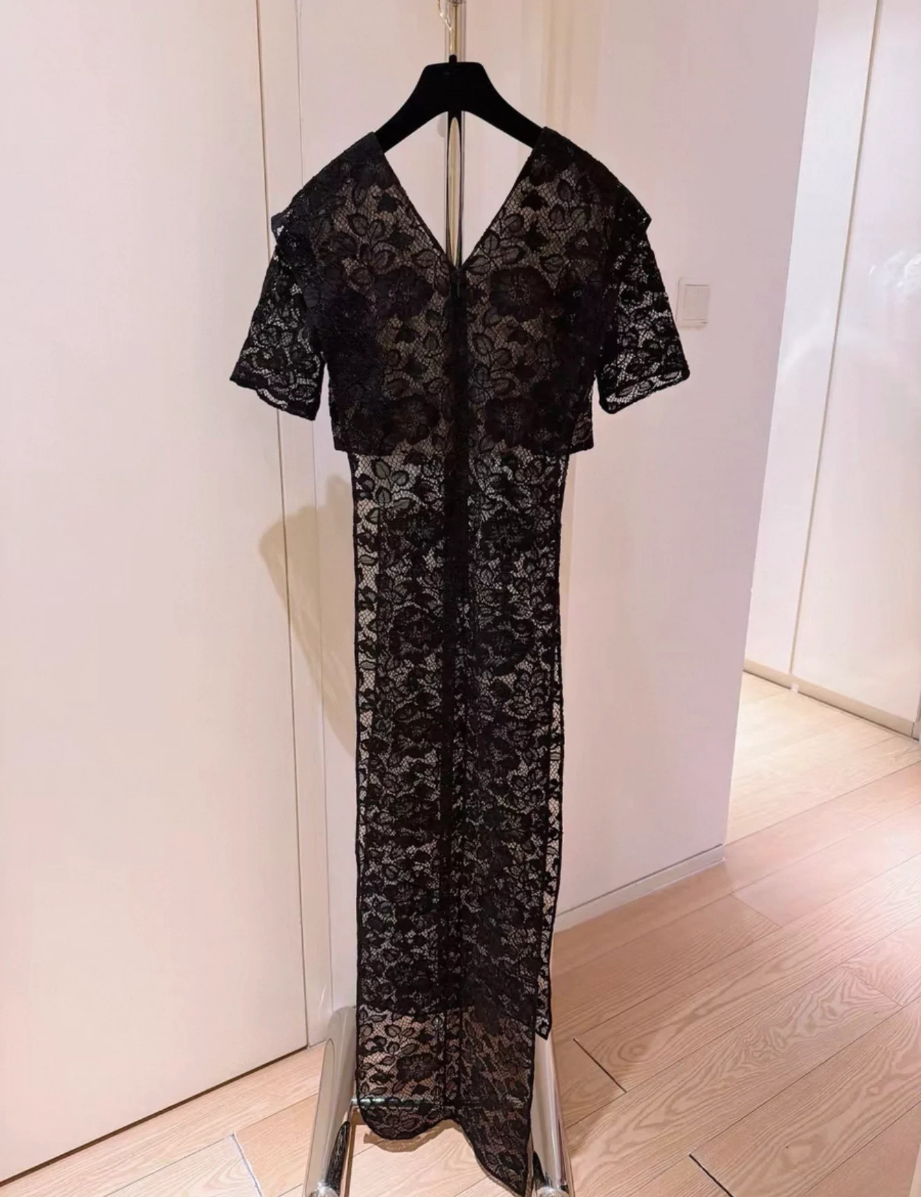 Chanel 23A Black Lace Cover-Up Dress - Image 3