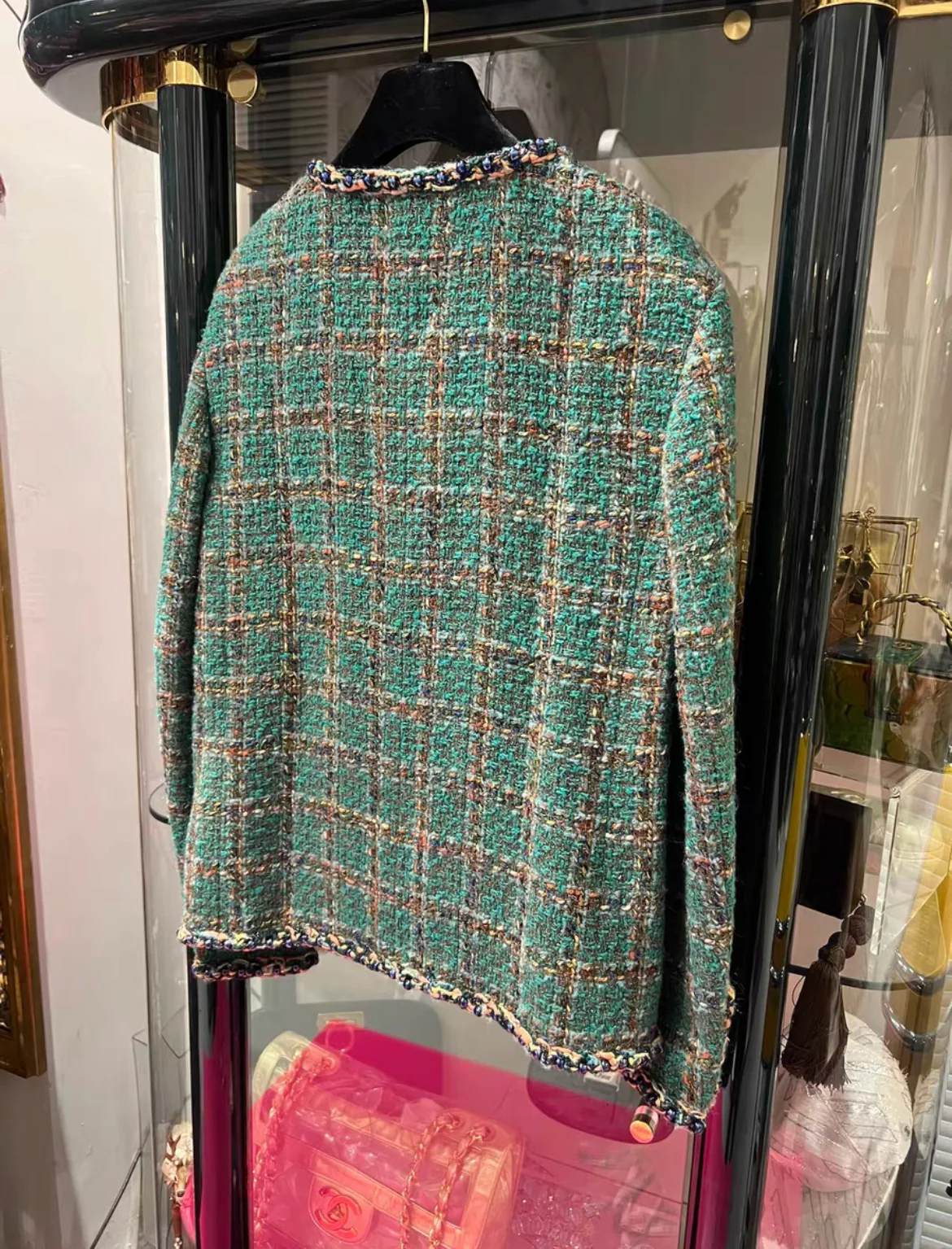 Chanel 23A Green, Orange & Blue Tweed Long Sleeve Jacket with Braided Detail & CC Buttons size 36 - Image 6