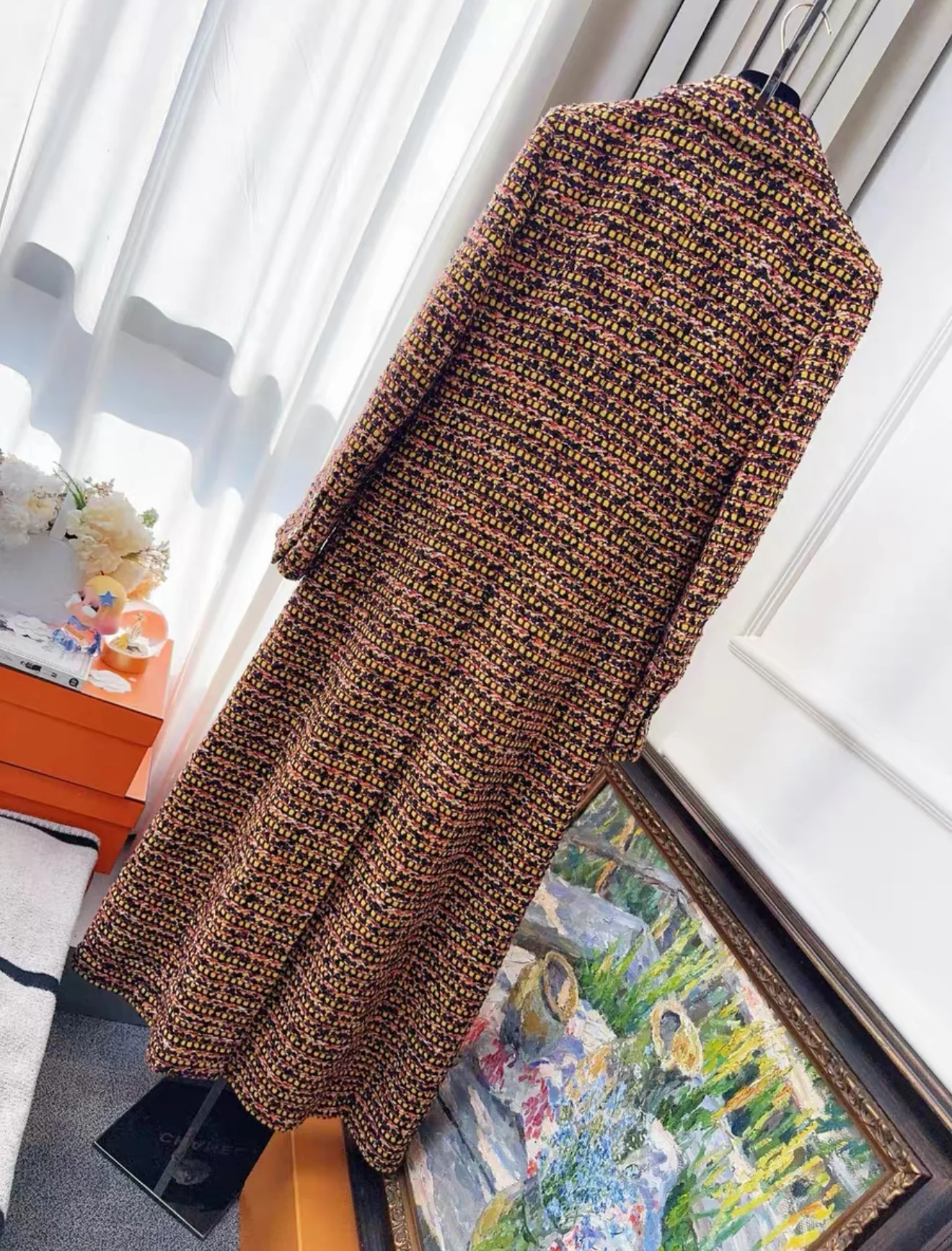 Chanel 23A Multicolor Tweed Long Coat - Image 2