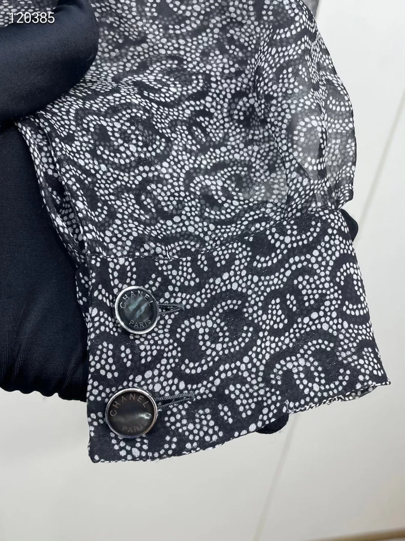 Chanel 23A double-C sheer silk shirt - Image 3