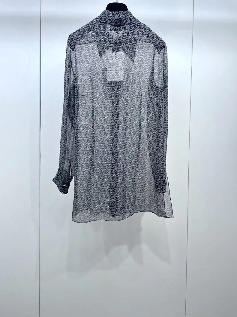 Chanel 23A double-C sheer silk shirt - Image 2