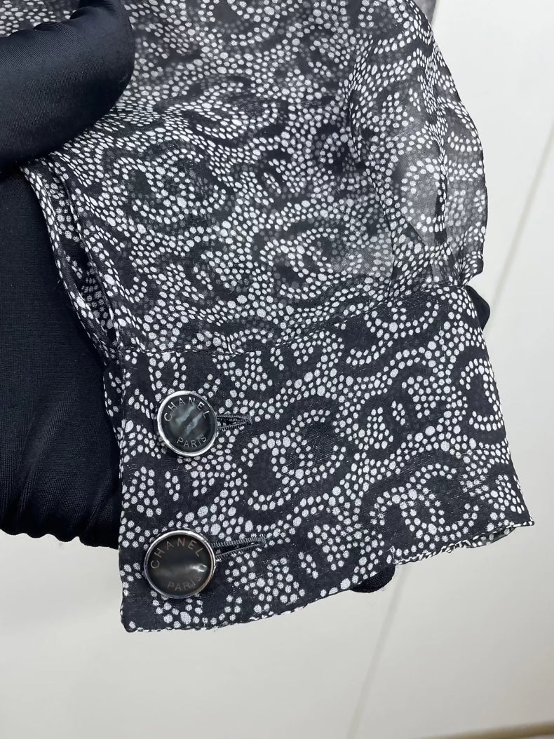 Chanel 23A double-C sheer silk shirt - Image 3