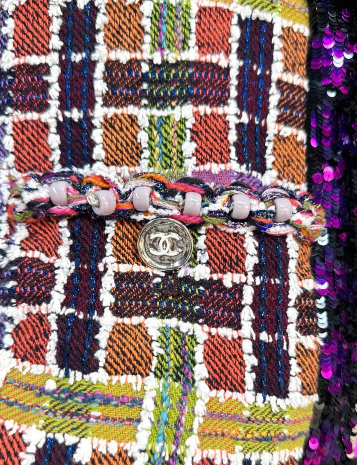 Chanel 23A purple sequin tweed jacket - Image 3