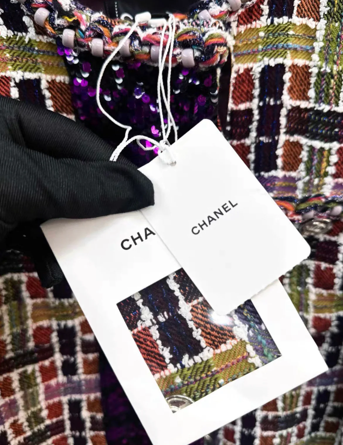 Chanel 23A purple sequin tweed jacket - Image 5