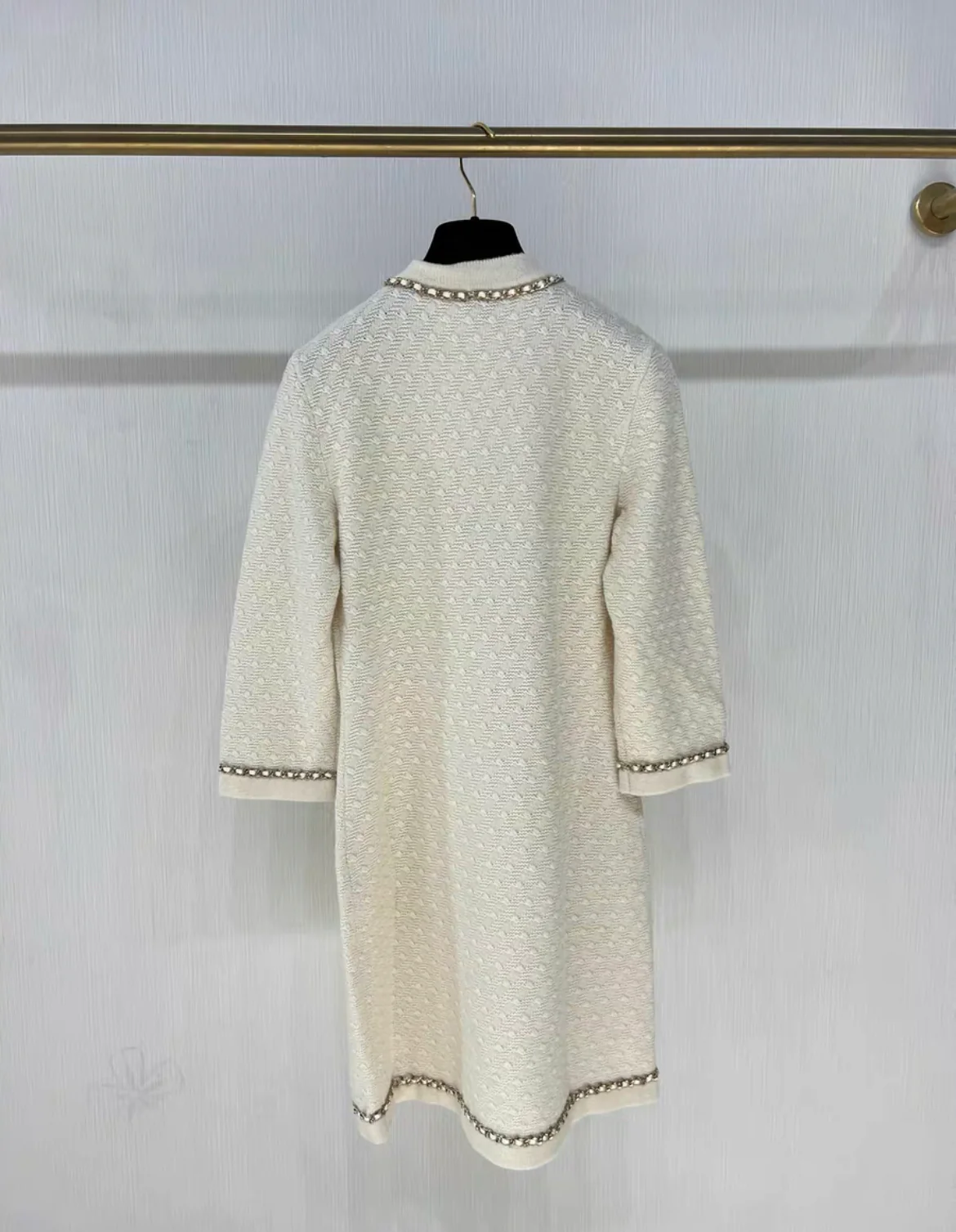 CHANEL 23B CHAIN EMBELLISHED CARDI DRESS size 34 - Image 5