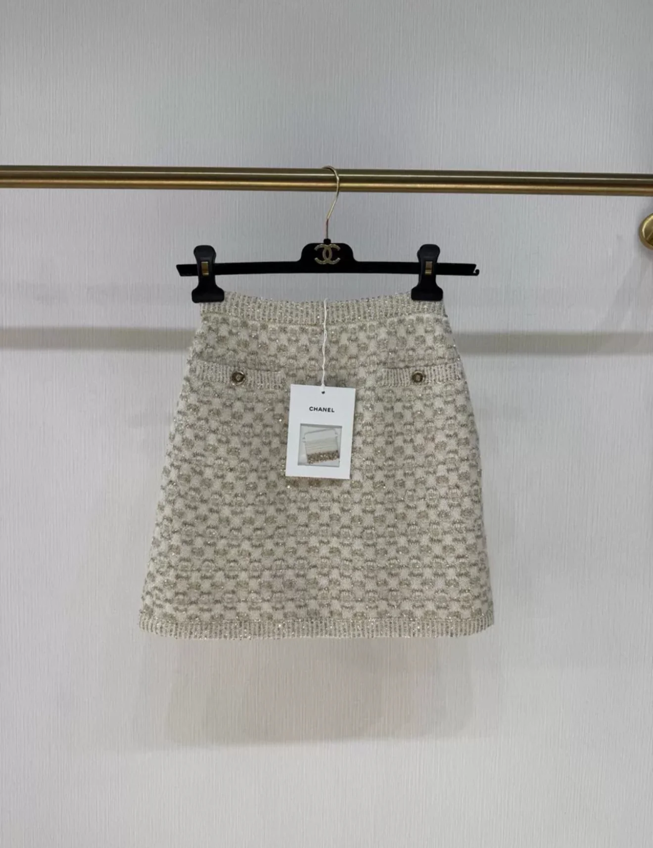 Chanel 23B ecru tweed skirt